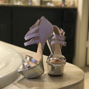 Clear chunky heel size 8 platform heels.